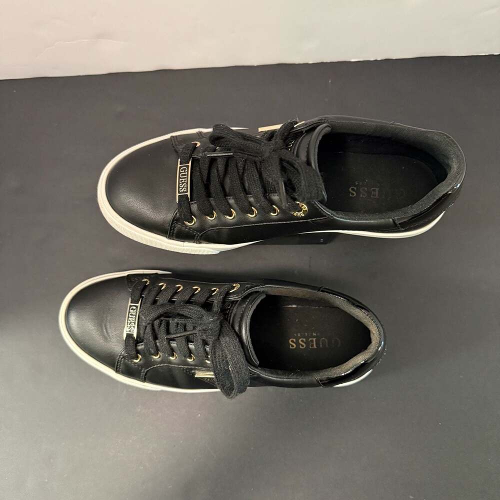 GUESS River Women's Black Low-Top Sneakers with Gold Hardware Size 7.5 - Picture 8 of 15